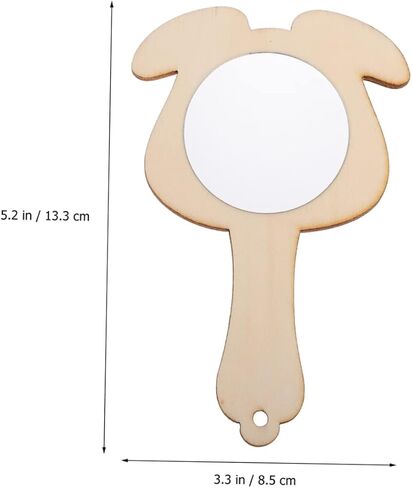 5pcs Unfinished Wooden Handheld Mirrors for Boys and Girls DIY Crafting for Painting and Decorating Art Supplies for Boy Girl Creative Play in Saudi Arabia