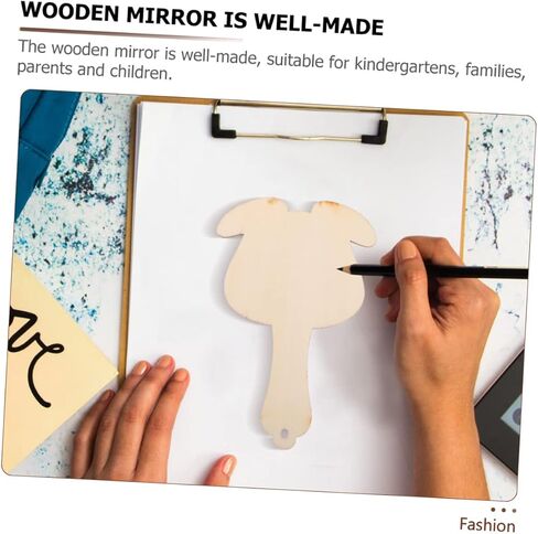 5pcs Unfinished Wooden Handheld Mirrors for Boys and Girls DIY Crafting for Painting and Decorating Art Supplies for Boy Girl Creative Play in Saudi Arabia