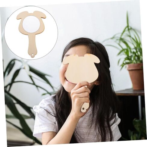5pcs Unfinished Wooden Handheld Mirrors for Boys and Girls DIY Crafting for Painting and Decorating Art Supplies for Boy Girl Creative Play in Saudi Arabia