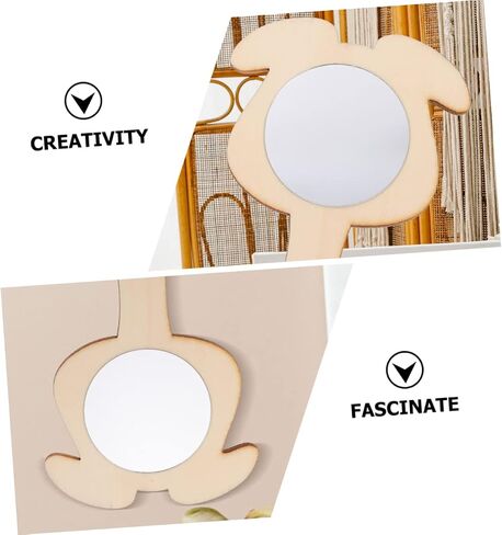 5pcs Unfinished Wooden Handheld Mirrors for Boys and Girls DIY Crafting for Painting and Decorating Art Supplies for Boy Girl Creative Play in Saudi Arabia