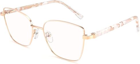 Dollger Blue Light Blocking Glasses for Women Trendy Oversized Computer Eyeglasses Cat Eye Metal Frame bluelight glasses Gold in Kuwait