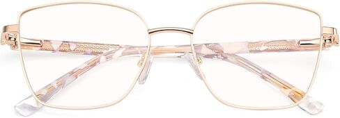 Dollger Blue Light Blocking Glasses for Women Trendy Oversized Computer Eyeglasses Cat Eye Metal Frame bluelight glasses Gold in Kuwait