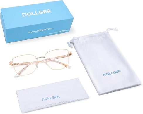 Dollger Blue Light Blocking Glasses for Women Trendy Oversized Computer Eyeglasses Cat Eye Metal Frame bluelight glasses Gold in Kuwait