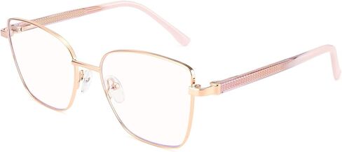 Dollger Blue Light Blocking Glasses for Women Trendy Oversized Computer Eyeglasses Cat Eye Metal Frame bluelight glasses Gold in Kuwait