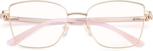 Dollger Blue Light Blocking Glasses for Women Trendy Oversized Computer Eyeglasses Cat Eye Metal Frame bluelight glasses Gold in Kuwait