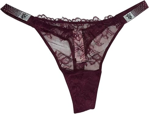 Victoria's Secret Very Sexy Rhinestone Scattered Shine Strap Lace Thong Panty Color Maroon/Kir New in Saudi Arabia