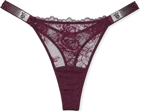 Victoria's Secret Very Sexy Rhinestone Scattered Shine Strap Lace Thong Panty Color Maroon/Kir New in Saudi Arabia