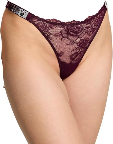 Victoria's Secret Very Sexy Rhinestone Scattered Shine Strap Lace Thong Panty Color Maroon/Kir New in Saudi Arabia