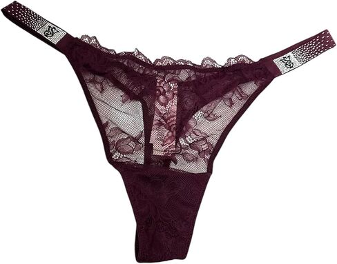 Victoria's Secret Very Sexy Rhinestone Scattered Shine Strap Lace Thong Panty Color Maroon/Kir New in Saudi Arabia