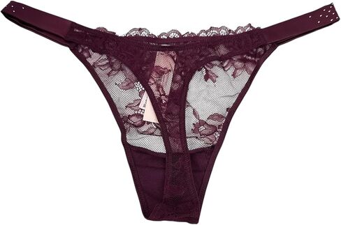 Victoria's Secret Very Sexy Rhinestone Scattered Shine Strap Lace Thong Panty Color Maroon/Kir New in Saudi Arabia