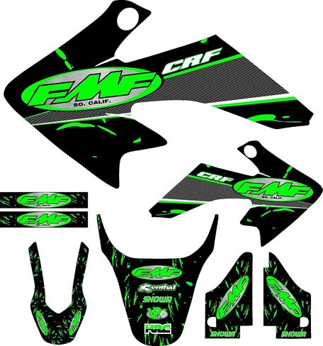Fit 04-12 CRF50 Green FMF Graphic Kit كفن ملصق بلاستيكي CRF 50 ملصق لاصق لامع in Saudi Arabia