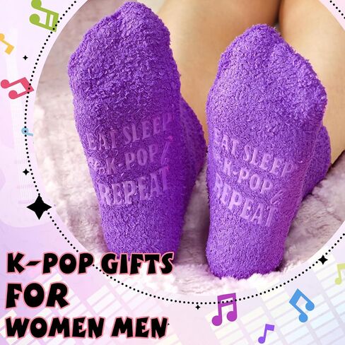 Ramede 6 Pairs Grip Fuzzy Crew Socks for Women Men Novelty Socks Funny Movie Theater K-pop Memorabilia for Xmas Birthday Gift in Saudi Arabia