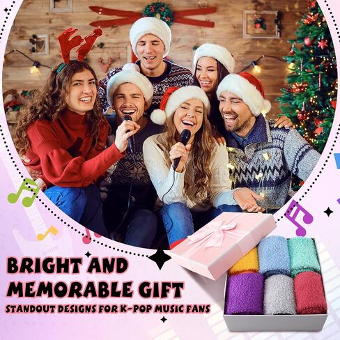 Ramede 6 Pairs Grip Fuzzy Crew Socks for Women Men Novelty Socks Funny Movie Theater K-pop Memorabilia for Xmas Birthday Gift in Saudi Arabia