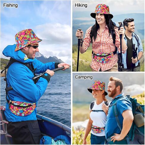 2 Pcs 80s 90s Fanny Pack Bucket Hat Waist Bag 80s 90s Outfit Retro Summer Sports Party Fashion Accessories for Men Women (Green) in Saudi Arabia