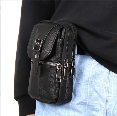 Multifunction PU Leather Messenger Bag Pure Handbag Versatile fashion accessories for men and women, Pouch Shoulder Crossbody Bag - Black in Saudi Arabia
