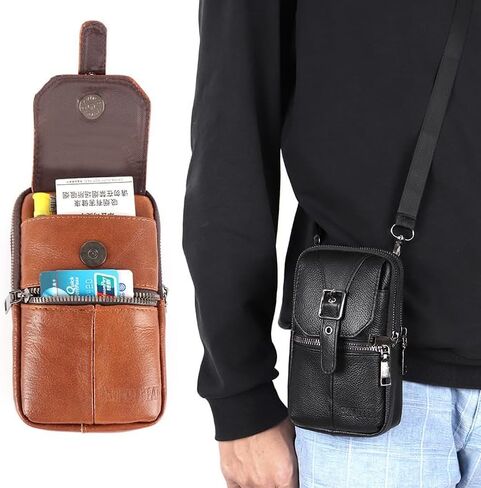 Multifunction PU Leather Messenger Bag Pure Handbag Versatile fashion accessories for men and women, Pouch Shoulder Crossbody Bag - Black in Saudi Arabia