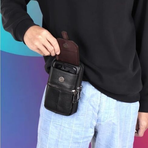Multifunction PU Leather Messenger Bag Pure Handbag Versatile fashion accessories for men and women, Pouch Shoulder Crossbody Bag - Black in Saudi Arabia