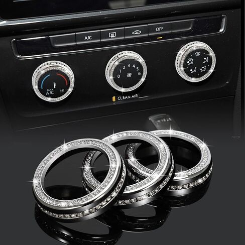 أغطية مقبض مكيف الهواء من TOMALL Bling متوافقة مع VW Atlas Tiguan Passat CC ووحدة التحكم المركزية وغطاء زر وغطاء زر الراديو وغطاء زر التحكم في المناخ وزخرفة الحلقة الداخلية in Saudi Arabia