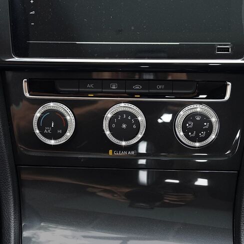 أغطية مقبض مكيف الهواء من TOMALL Bling متوافقة مع VW Atlas Tiguan Passat CC ووحدة التحكم المركزية وغطاء زر وغطاء زر الراديو وغطاء زر التحكم في المناخ وزخرفة الحلقة الداخلية in Saudi Arabia