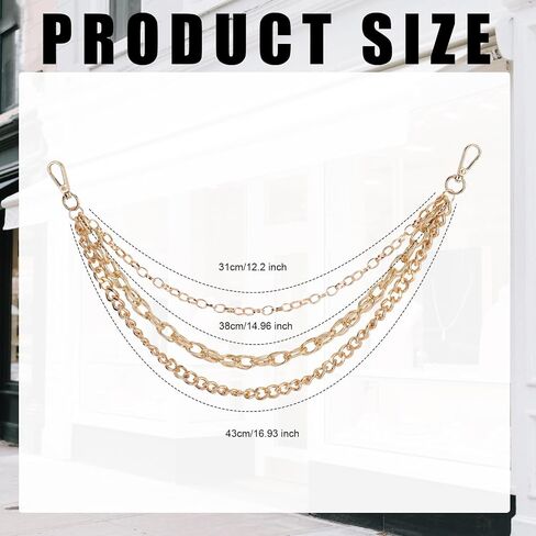 Gold Pants Chain for Men & Women, Multi-Layer Hip Hop Jean Chain Wallet Belt Keychain Accessory for Punk Goth Rock Fashion in Saudi Arabia