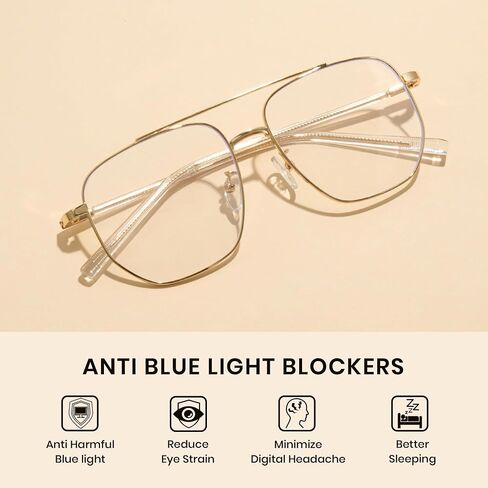 نظارات Cyxus كبيرة الحجم Aviator Blue Light للنساء والرجال تقلل من إجهاد العين وحماية من الأشعة فوق البنفسجية لشاشة الكمبيوتر 8299 in Saudi Arabia