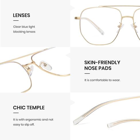 نظارات Cyxus كبيرة الحجم Aviator Blue Light للنساء والرجال تقلل من إجهاد العين وحماية من الأشعة فوق البنفسجية لشاشة الكمبيوتر 8299 in Saudi Arabia