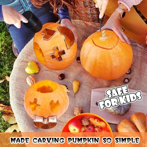 49PCS Pumpkin Carving Kit for Kids Adults, Halloween Pumpkin Easy Made Stencils, 23 PCS Stainless Steel Pumpkin Carving Stencils with 24 Halloween Bat Stickers & 2 Carving Tools in Saudi Arabia