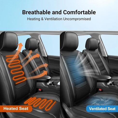 Fit Optima Car Seat Covers for Select Kia Optima 2002-2020 - Full Coverage Leather, Airbag Compatible, Waterproof & All Weather Seat Cushion Protector, Full Set, Black in Kuwait