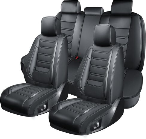 Fit Optima Car Seat Covers for Select Kia Optima 2002-2020 - Full Coverage Leather, Airbag Compatible, Waterproof & All Weather Seat Cushion Protector, Full Set, Black in Kuwait