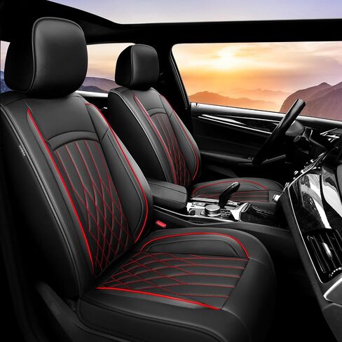 Fit Ridgeline Car Seat Covers for Honda Ridgeline 2007-2025 2026 - Luxury Leather, Anti-Slip, All-Weather Seat Cushions, Waterproof & Breathable, Airbag Compatible, Full 5-Seat Set (Black) in Saudi Arabia