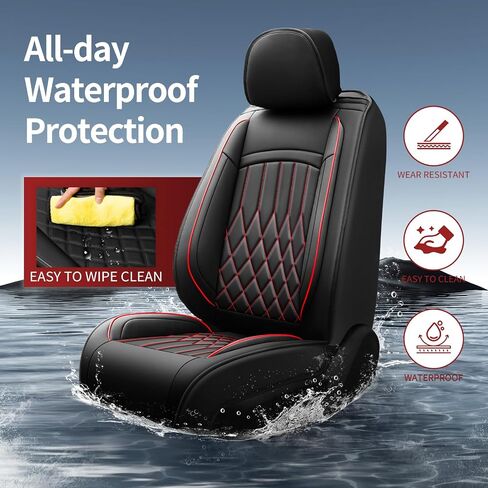 Fit Ridgeline Car Seat Covers for Honda Ridgeline 2007-2025 2026 - Luxury Leather, Anti-Slip, All-Weather Seat Cushions, Waterproof & Breathable, Airbag Compatible, Full 5-Seat Set (Black) in Saudi Arabia