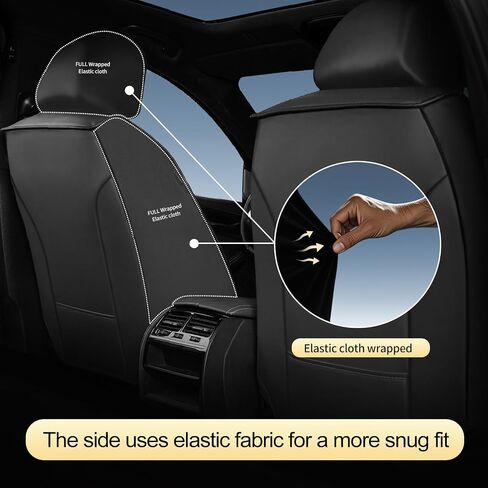 Fit Ridgeline Car Seat Covers for Honda Ridgeline 2007-2025 2026 - Luxury Leather, Anti-Slip, All-Weather Seat Cushions, Waterproof & Breathable, Airbag Compatible, Full 5-Seat Set (Black) in Saudi Arabia