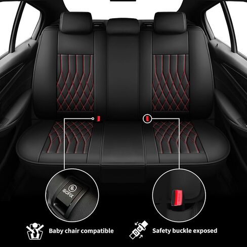 Fit Ridgeline Car Seat Covers for Honda Ridgeline 2007-2025 2026 - Luxury Leather, Anti-Slip, All-Weather Seat Cushions, Waterproof & Breathable, Airbag Compatible, Full 5-Seat Set (Black) in Saudi Arabia