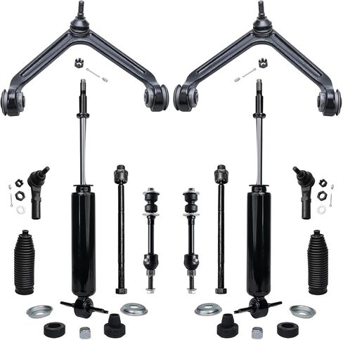 Detroit Axle - 2WD Front End 12pc Suspension Kit for 2002-2005 Dodge Ram 1500, 2003 2004, 2 Upper Control Arms w/Ball Joint, 2 Shock Absorbers, 4 Tie Rods, 2 Sway Bar Links, 2 Boots, Replacement in Saudi Arabia