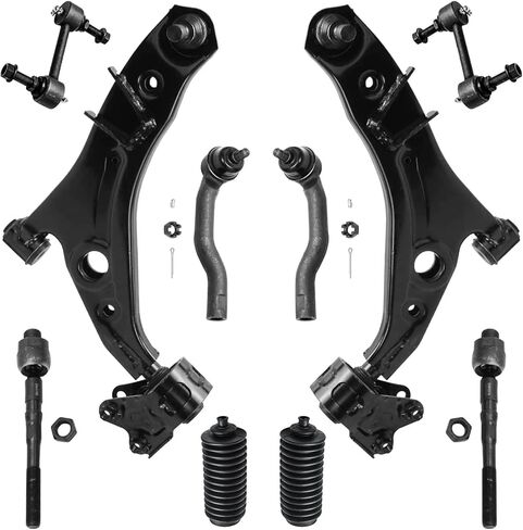 محور ديترويت - طقم الواجهة الأمامية 10 قطع لـ 07-14 Ford Edge 07-15 Lincoln MKX 2007 2008 2009 2010 2011 2012 2013 2014، 2 أذرع تحكم سفلية 2 قضبان تأرجح 4 قضبان ربط داخلية وخارجية 2 استبدال الأحذية in Saudi Arabia