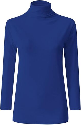 Mock Turtleneck Tops for Women 3/4 Sleeve Business Casual Lightweight Stretchy Shirt Solid Color Slim Basic Blouses in Saudi Arabia