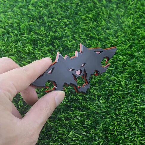 1x Wolf Emblems 3D Tailgate Side Badges Logo Fit for Tsla Cybertruck Car Truck Motorcycles (Redline) in Saudi Arabia
