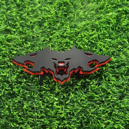 1x Wolf Emblems 3D Tailgate Side Badges Logo Fit for Tsla Cybertruck Car Truck Motorcycles (Redline) in Saudi Arabia