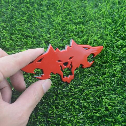 1x Wolf Emblems 3D Tailgate Side Badges Logo Fit for Tsla Cybertruck Car Truck Motorcycles (Redline) in Saudi Arabia