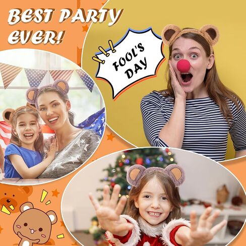 2 PCS Bear Ears Headband Cute Animal Ear Hair Hoops Makeup Face Wash Hair Band Party Festival Headwear Cosplay Costume Decoration Hair Accessories for Women Girls in Saudi Arabia