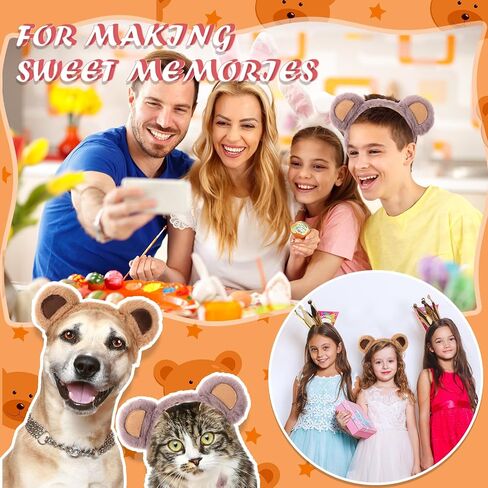 2 PCS Bear Ears Headband Cute Animal Ear Hair Hoops Makeup Face Wash Hair Band Party Festival Headwear Cosplay Costume Decoration Hair Accessories for Women Girls in Saudi Arabia