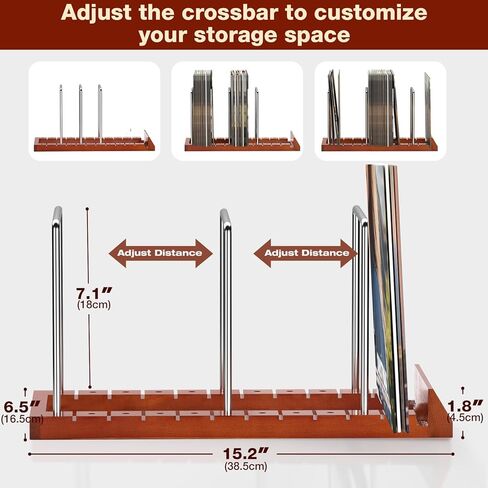 Facmogu Now Playing Vinyl Record Stand, Wooden Vinyl Record Display Holder, Now Spinning Record Rack for Single CD LP Display, Vinyl Record Storage Stand for Albums & LPs, Great Gift for Record Lovers in Kuwait
