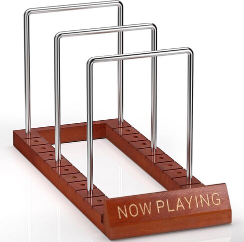 Facmogu Now Playing Vinyl Record Stand, Wooden Vinyl Record Display Holder, Now Spinning Record Rack for Single CD LP Display, Vinyl Record Storage Stand for Albums & LPs, Great Gift for Record Lovers in Kuwait