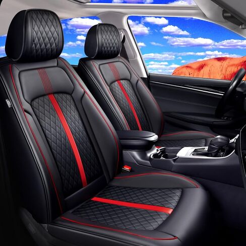 Fit Optima Car Seat Covers for Select Kia Optima 2002-2020 - Full Coverage Leather, Airbag Compatible, Waterproof & All Weather Seat Cushion Protector, Full Set, Black in Kuwait