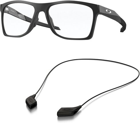 Oakley OX8169F Eyeglasses Bundle: OX 8169F 816901 Satin Black and Large Black leash Accessory kit in Saudi Arabia
