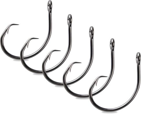 خطاف دائري Mustad Demon، في الخط، فجوة واسعة - مقاس نيكل أسود 8/0 - عبوة من 25 قطعة in Saudi Arabia