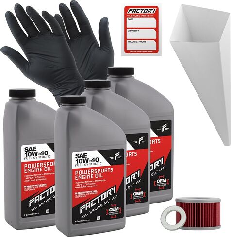 Oil Change Kit compatible with Honda TRX650FA/FGA, TRX680FA/FGA, MUV700 – Includes 4 Quarts of 10W-40 Full Synthetic Oil, 1 Filter, 1 Crush Washer, 1 Funnel, 1 Oil Change Sticker in Saudi Arabia