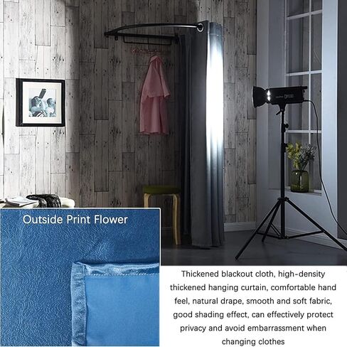U-shaped metal track privacy curtain set Removable blackoutSuitable for clothing stores, shopping malls Dressing Room(Blue,85x80CM) in Saudi Arabia