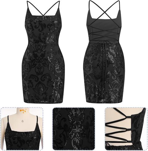 IWEMEK Women Short Homecoming Dresses for Teens Spaghetti Strap Sparkly Sequins Bodycon Mini Dress Club Junior Formal Dresses in Saudi Arabia