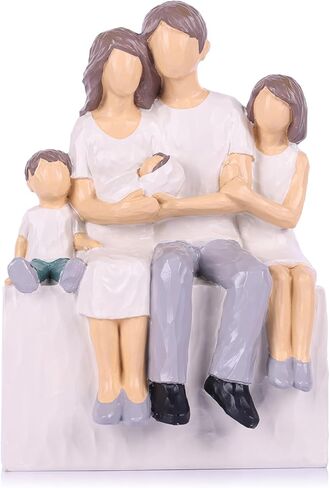 LCCCK عائلة منحوتة مرسومة يدويًا مكونة من 4 أشكال، 2025 هدايا للآباء عائلة مكونة من 4 منحوتات، هدايا للأم الجديدة، تماثيل عائلية ذات معنى للأم والأب والابنة in Kuwait